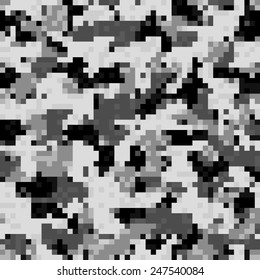 Grey camouflage seamless pattern in digit style