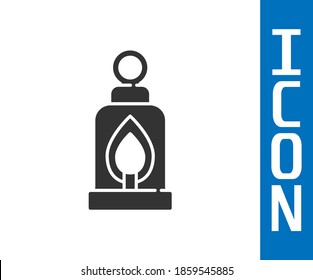 Grey Camping lantern icon isolated on white background. Happy Halloween party.  Vector