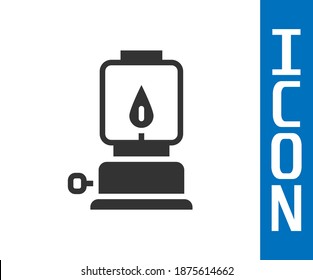 Icono de linterna de camping gris aislado en fondo blanco. Feliz fiesta de Halloween.  Vector