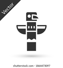 Grey Canadian Totem Pole Icon Isolated On White Background. Vector.