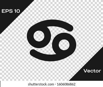Grey Cancer zodiac sign icon isolated on transparent background. Astrological horoscope collection.  Vector Illustration