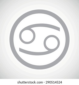 Grey Cancer zodiac symbol in circle, on white gradient background