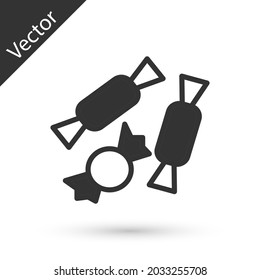 Grey Candy icon isolated on white background. Happy Halloween party.  Vector