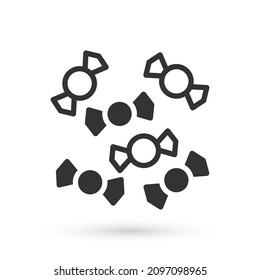 Grey Candy icon isolated on white background. Merry Christmas and Happy New Year.  Vector