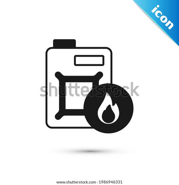Grey Canister for motor machine oil icon isolated\
on white background. Oil gallon. Oil change service and repair.\
Engine oil sign.  Vector