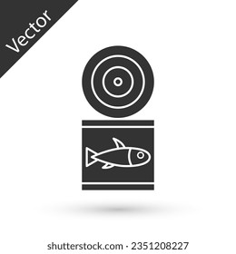 Grey Canned fish icon isolated on white background.  Vector