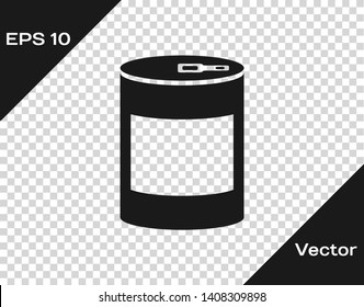 Grey Canned food icon isolated on transparent background. Food for animals. Pet food can. Vector Illustration