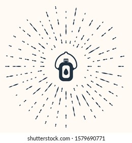 Grey Canteen water bottle icon isolated on beige background. Tourist flask icon. Jar of water use in the campaign. Abstract circle random dots. Vector Illustration