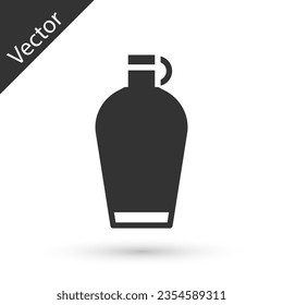 Grey Canteen water bottle icon isolated on white background. Tourist flask icon. Jar of water use in the campaign.  Vector