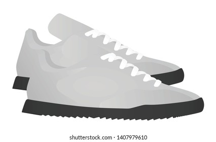 Grey canvas sneakers. vector illustration