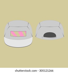 Grey cap with pink print and white peak