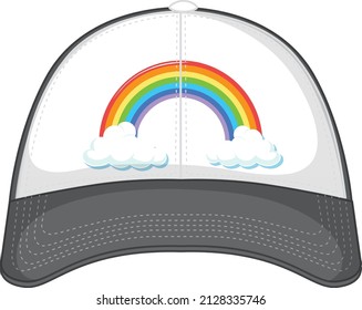 A grey cap with rainbow pattern illustration