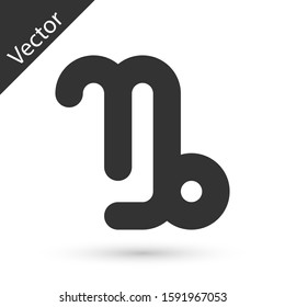 Grey Capricorn zodiac sign icon isolated on white background. Astrological horoscope collection.  Vector Illustration