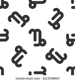 Grey Capricorn zodiac sign icon isolated seamless pattern on white background. Astrological horoscope collection.  Vector Illustration