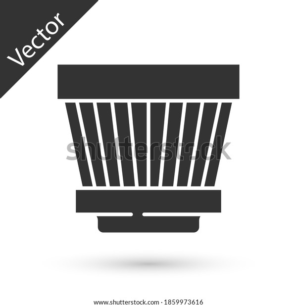 Grey Car air filter icon isolated\
on white background. Automobile repair service symbol.\
Vector.