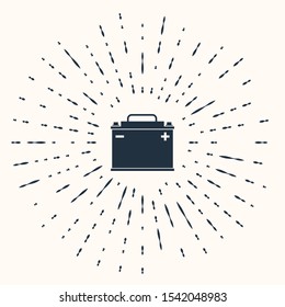 Grey Car battery icon isolated on beige background. Accumulator battery energy power and electricity accumulator battery. Abstract circle random dots. Vector Illustration