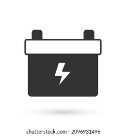 Grey Car battery icon isolated on white background. Accumulator battery energy power and electricity accumulator battery.  Vector