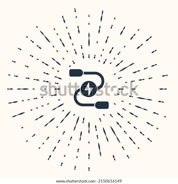 Grey Car battery\
jumper power cable icon isolated on beige background. Abstract\
circle random dots.\
Vector