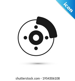 Grey Car brake disk with caliper icon isolated on white background.  Vector