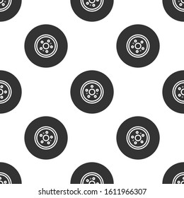 Grey Car brake disk icon isolated seamless pattern on white background.  Vector Illustration