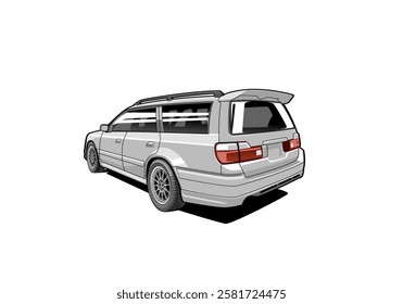 grey car cartoon illustration for t shirt