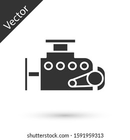 Grey Car engine icon isolated on white background.  Vector Illustration