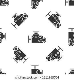Grey Car engine icon isolated seamless pattern on white background.  Vector Illustration