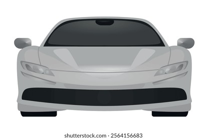 Grey  car. front view. vector illustration