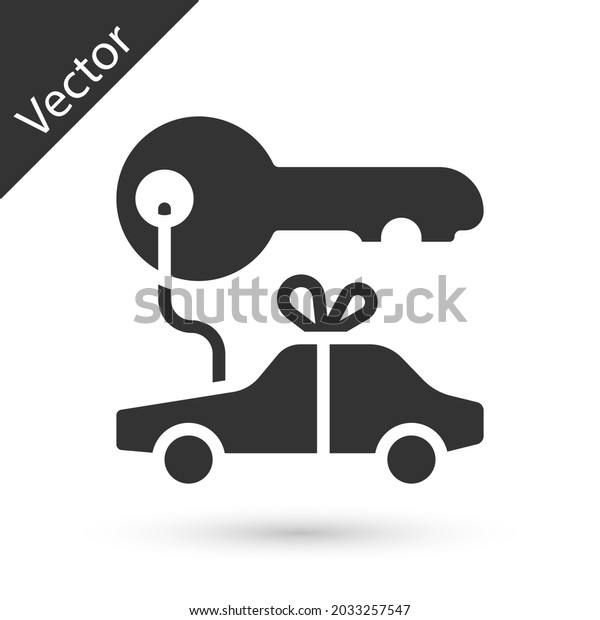 Grey Car gift icon isolated on white background.\
Car key prize.  Vector