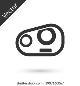 Grey Car Headlight Icon Isolated On White Background. Vector.