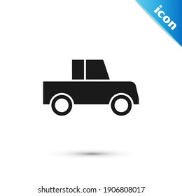 Grey Car icon isolated on white background. Front view.  Vector