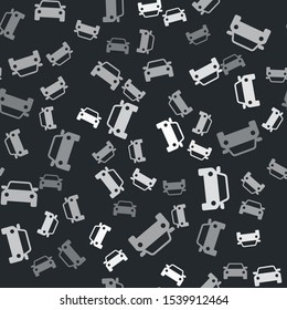 Grey Car icon isolated seamless pattern on black background.  Vector Illustration