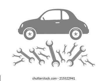 Grey car icon on white background