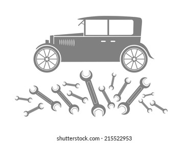 Grey car icon on white background