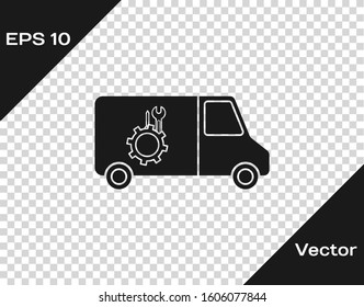 Grey Car service icon isolated on transparent background. Repair service auto mechanic. Maintenance sign.  Vector Illustration