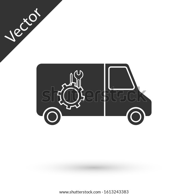 Grey Car
service icon isolated on white background. Repair service auto
mechanic. Maintenance sign.  Vector
Illustration