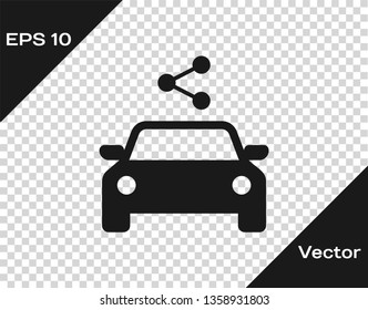 Grey Car sharing icon isolated on transparent background. Carsharing sign. Transport renting service concept. Vector Illustration