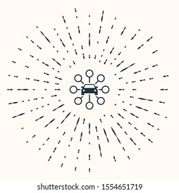 Grey Car sharing icon isolated on beige background. Carsharing sign. Transport renting service concept. Abstract circle random dots. Vector Illustration