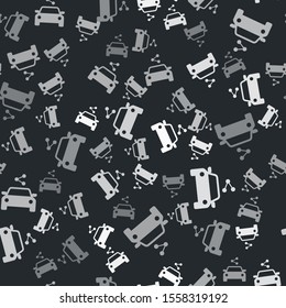 Grey Car sharing icon isolated seamless pattern on black background. Carsharing sign. Transport renting service concept.  Vector Illustration