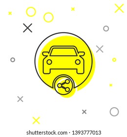 Grey Car sharing line icon isolated on white background. Carsharing sign. Transport renting service concept. Vector Illustration