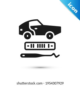 Grey Car theft icon isolated on white background.  Vector