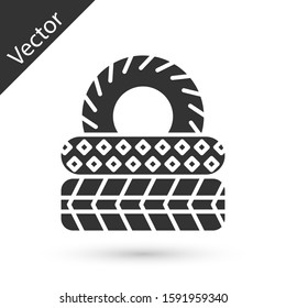 Grey Car tire icon isolated on white background.  Vector Illustration