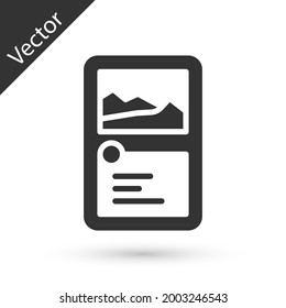 Grey Card game collection icon isolated on white background. Fantasy ui kit with magic items.  Vector