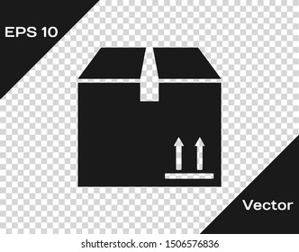 Grey Cardboard box with traffic symbol icon isolated on transparent background. Box, package, parcel sign. Delivery, transportation and shipping.  Vector Illustration