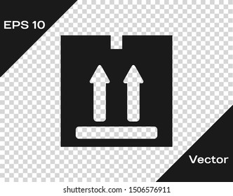 Grey Cardboard box with traffic symbol icon isolated on transparent background. Box, package, parcel sign. Delivery, transportation and shipping.  Vector Illustration