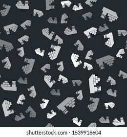 Grey Cargo ship icon isolated seamless pattern on black background.  Vector Illustration