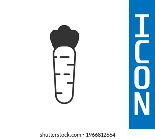 Grey Carrot icon isolated on white background.  Vector