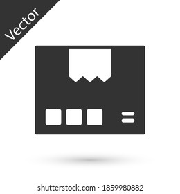 Grey Carton cardboard box icon isolated on white background. Box, package, parcel sign. Delivery and packaging. Vector.