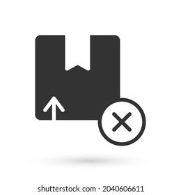 Grey Carton cardboard box icon isolated on white background. Box, package, parcel sign. Delivery and packaging.  Vector