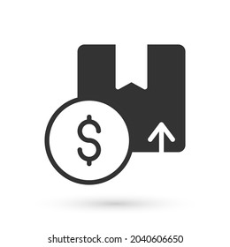 Grey Carton cardboard box icon isolated on white background. Box, package, parcel sign. Delivery and packaging.  Vector